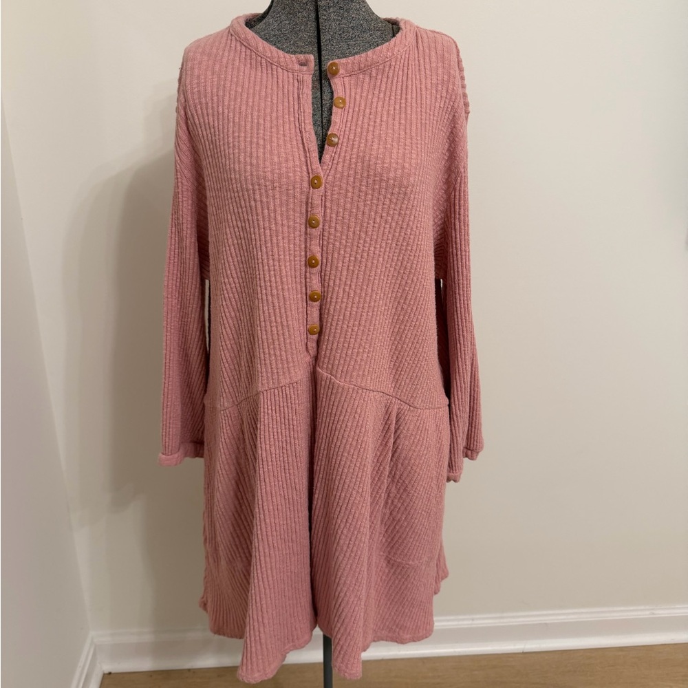 Free People Beach Blossom Button Up T-Shirt Dress, Size M